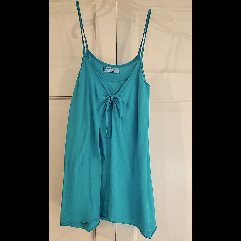 MICHAEL STARS | Teal flowy tank with wrap tie bow detail